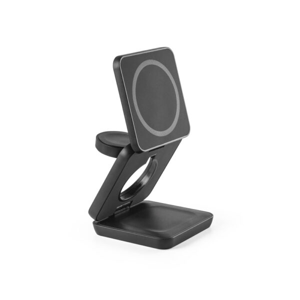 Carregador magnético wireless super rápido dobrável em ABS 100% reciclado que permite carregar três dispositivos simultaneamente - Imagem 2