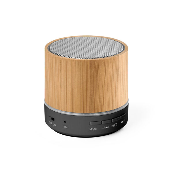 Caixa de som portátil com microfone, em bambu e ABS 100% reciclado 400 mAH - Imagem 3
