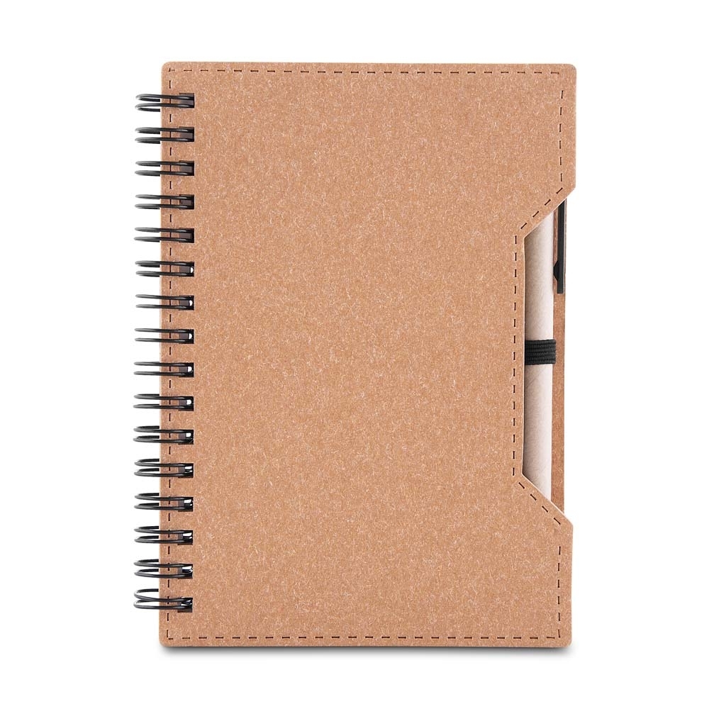CADERNO DE PAPELÃO COM CANETA