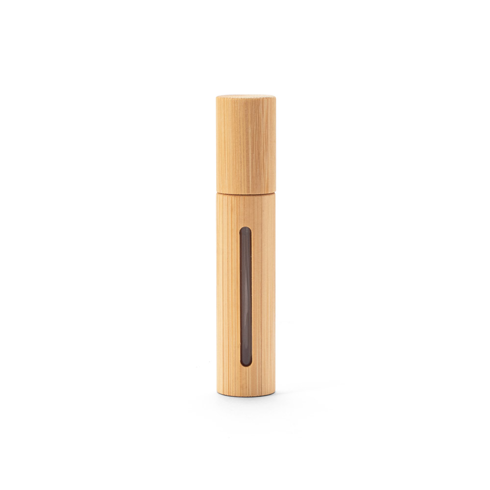 Borrifador de perfume recarregável, com invólucro em bambu natural