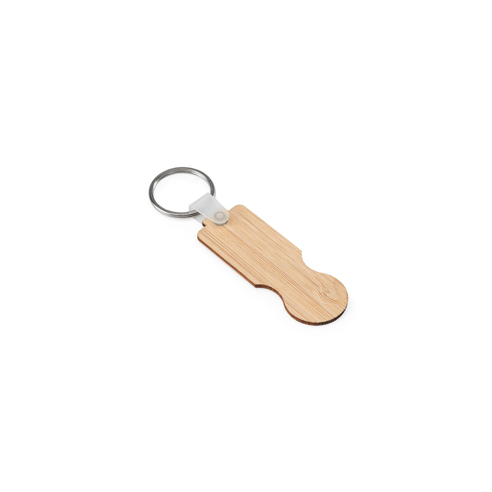 Chaveiro em bambu com extremidade em formato de moeda